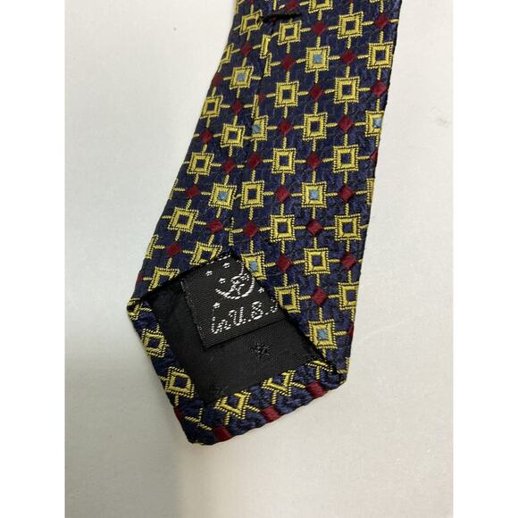 Tachi Taylor New York Classic Silk Tie Geometric Design Sewn Sun Tipping - Picture 7 of 15
